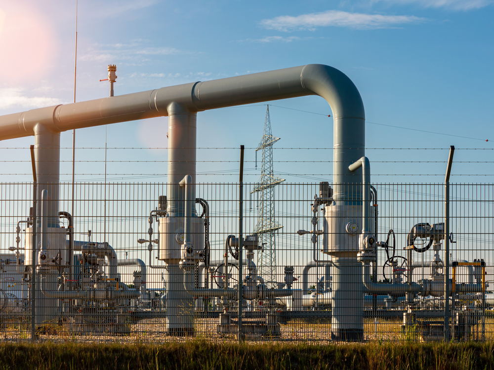 Pipework, valves and fittings at a gas facility