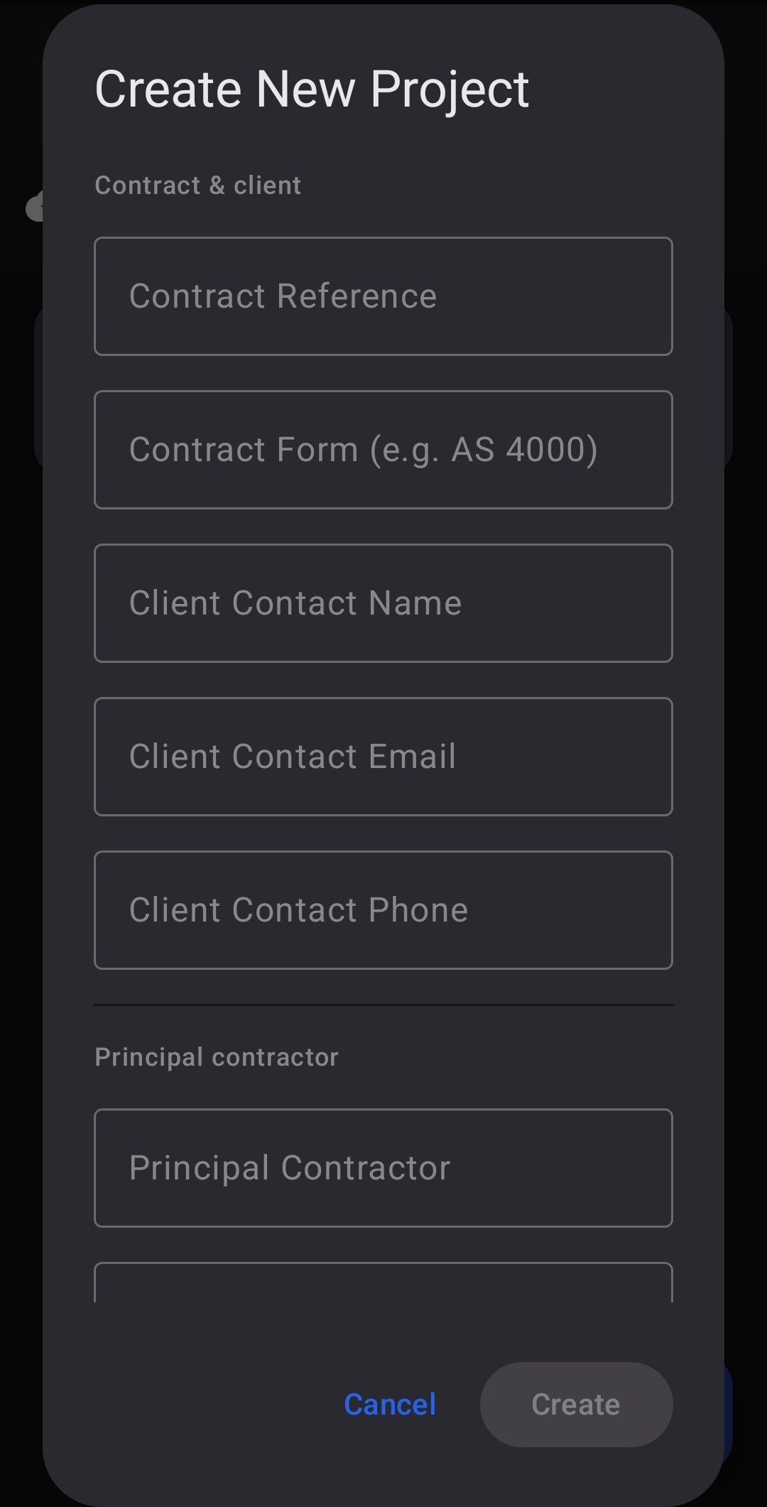 Contract and client section